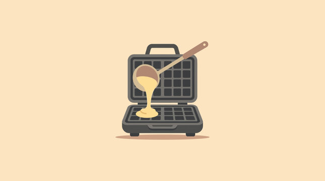 Batter poured into waffle maker illustration