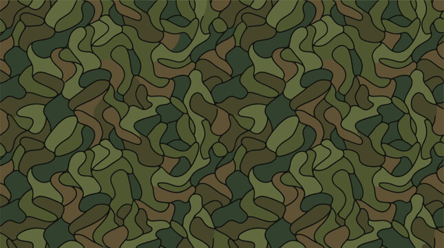 Camouflage seamless pattern abstract green army camo organic mosaic background