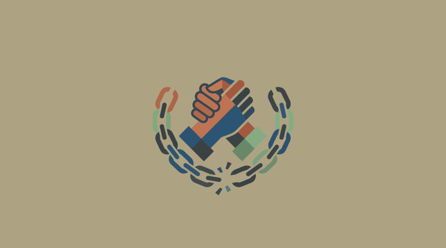 Broken Chains with Handshake Illustration