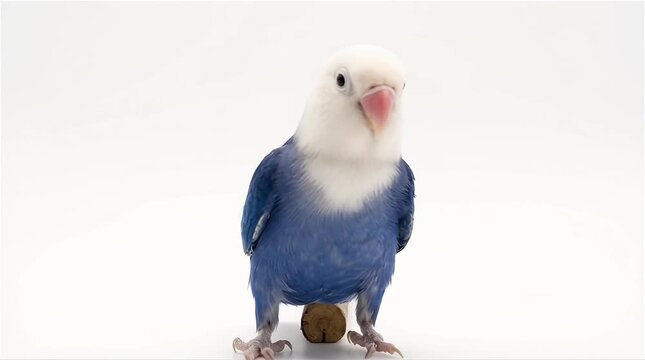 Blue and White Lovebird Perched on Wood
