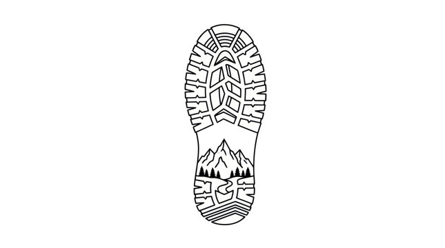Hiking Boot Sole Mountain Logo Design