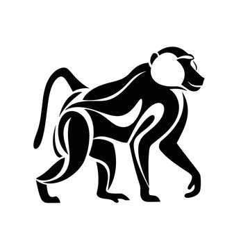 Tribal style baboon monkey silhouette