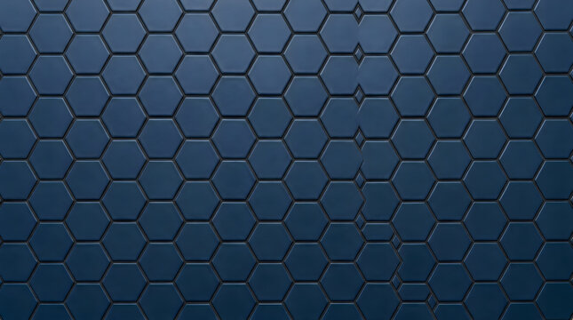 Dark blue ceramic hexagon tile wall texture background with geometric pattern for modern interior branding and professional architectural wallpaper and clean urban backdrop design res