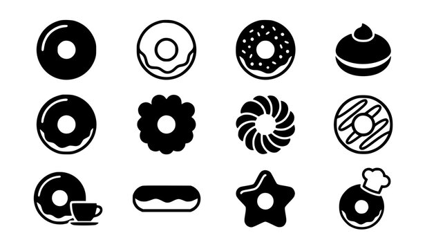 Donut Pastry And Coffee Shop Icon Collection Set