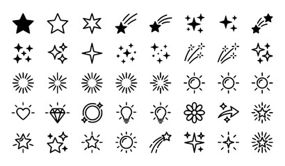 Obraz premium Sparkle Star Sunburst Decorative Elements Vector Icon Collection