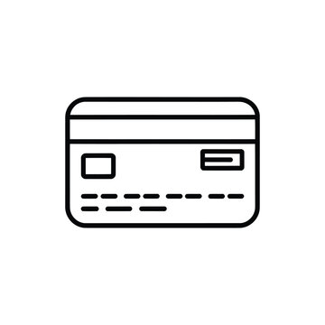 A black line icon of a credit card on a light gray background