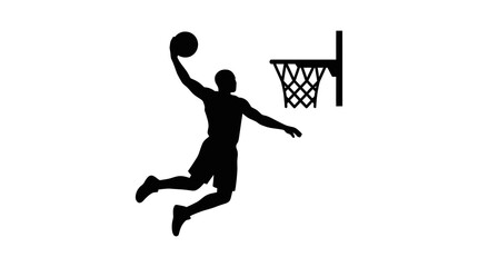 Basketball Player Slam Dunk Silhouette Vector © Tukang