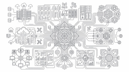 Fototapeta premium Data Center Network Infrastructure Infographic