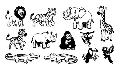 Wild Jungle Animals Vector Illustration Collection Design Set © MstNadiya