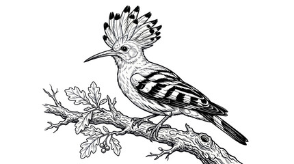 Hoopoe Bird Ink Drawing Vector Illustration © Tukang