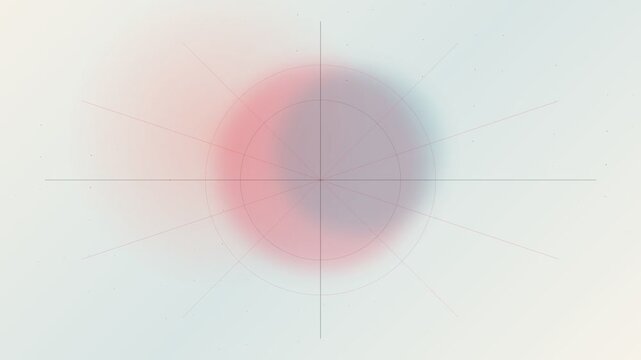 Abstract technical HUD with rotating pastel gradient sphere