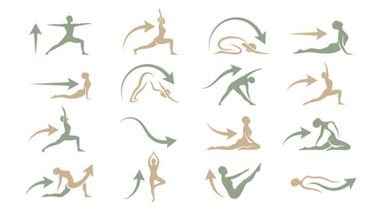 Obraz premium Collection of dynamic and energetic yoga poses in various positions