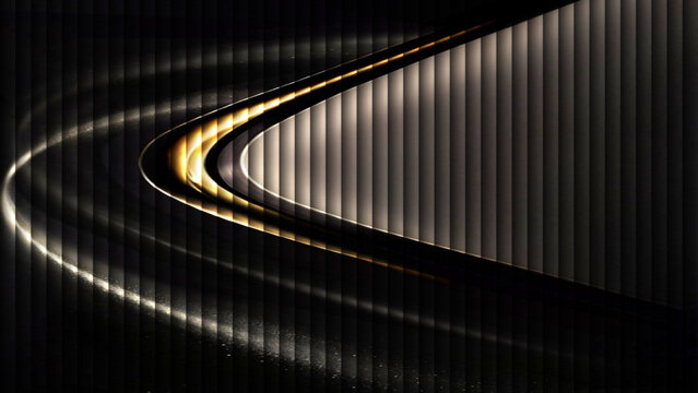 Abstract vector background of fast motion highway tunnel with light trails, city traffic and transportation at night, curved road and speed blur illustration design