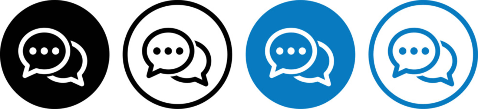 Chat bubble icons in circles various colors and styles