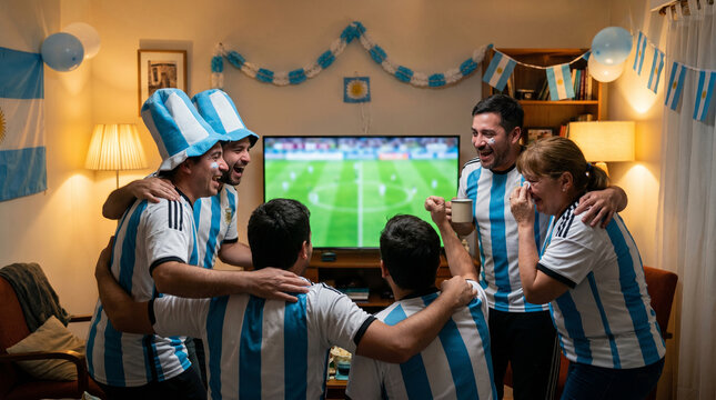 Emotional Argentine Fans Celebrate Football Victory at Home with Family