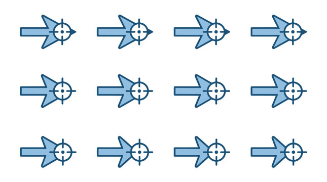 Set of cartoonstyle rockets flying in formation against a