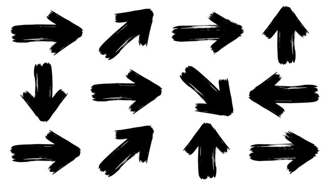 Collection of black arrows pointing in various directions