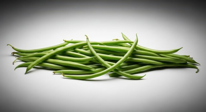 Vibrant harvest of raw, slender green string beans displayed horizontally. Healthy, nutritious vegetables reflecting the pure color of nature, dieting, cuisine, natural