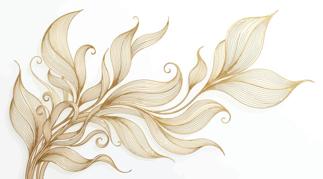 Elegant gold floral ornament with intricate leaf patterns