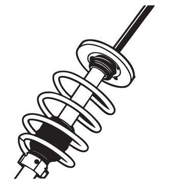 Coilover Shock Absorber Assembly Vector Line Art Illustration