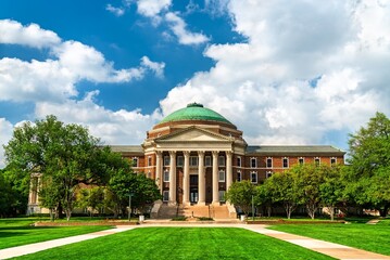 Dallas, Texas - April 8, 2024: Dallas Hall, a historic building on the campus of Southern Methodist University in University Park - Texas, United States