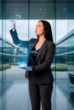 AI decision intelligence used by executive woman