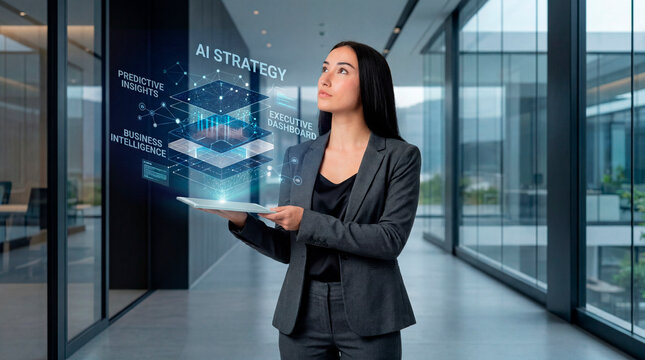 AI strategy presented by executive woman