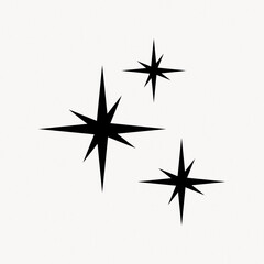 Obraz premium Three black star-shaped silhouettes on a plain white background.
