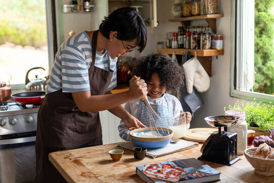 Joyful baking in cozy kitchen