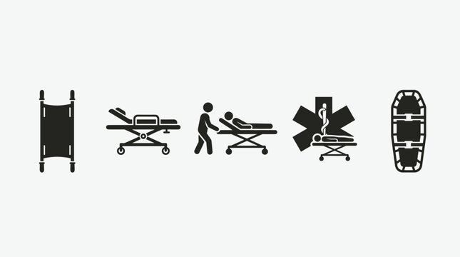 Medical Stretcher and Emergency Transport Icons