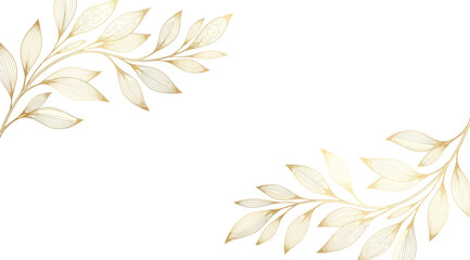 Decorative golden leaf branch corner frame © S.Siam