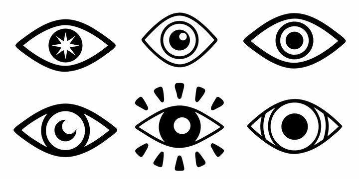 diverse eye symbols vector black and white
