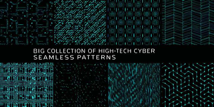 seamless patterns collection in futuristic design grid