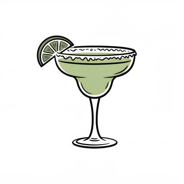 Margarita cocktail in a salt-rimmed glass with lime wedge