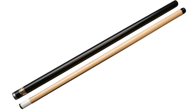 Two pool cues isolated transparent background for billiards game