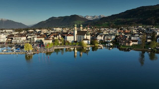 View of the city of Lachen, Switzerland, Katon of Schwyz