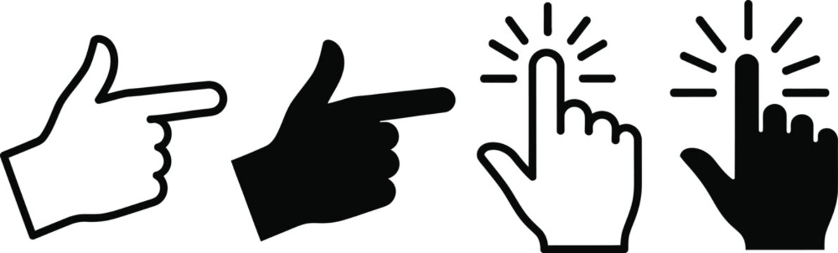 Hand icons pointing and clicking
