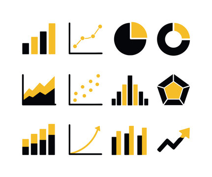 Collection of modern flat design charts and graphs for data visualization