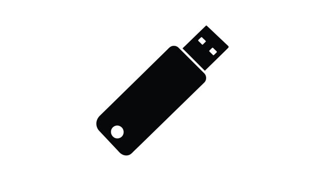 Usb Flash Drive Silhouette Black Icon On White Background