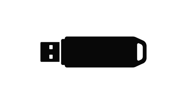 Usb Flash Drive Silhouette On White Background