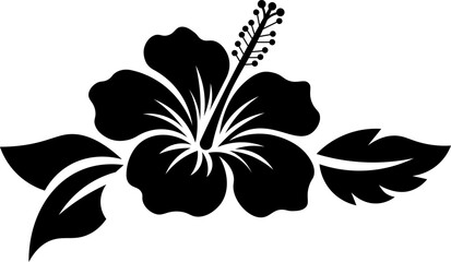 hibiscus flower stencil on a white background Hibiscus Flower black Silhouette Vector © Md.Nazmul Haque