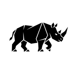 Fototapeta premium Minimalist geometric rhinoceros vector silhouette icon illustration.