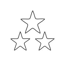 Obraz premium Three simple outline stars arranged in a triangular formation on a white background