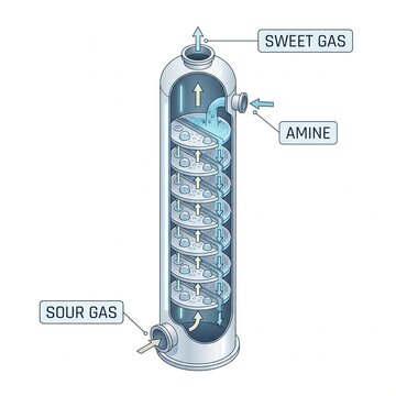 Creative Industrial gas absorption column, amine treatment unit, sour gas processing, sweet gas production, oil and gas equipment 2k