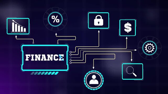 Global business finance ecosystem displayed on interactive digital grid connections with secure transactions
