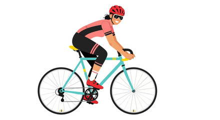 Naklejka premium Cyclist riding blue bicycle, sports illustration, athletic background