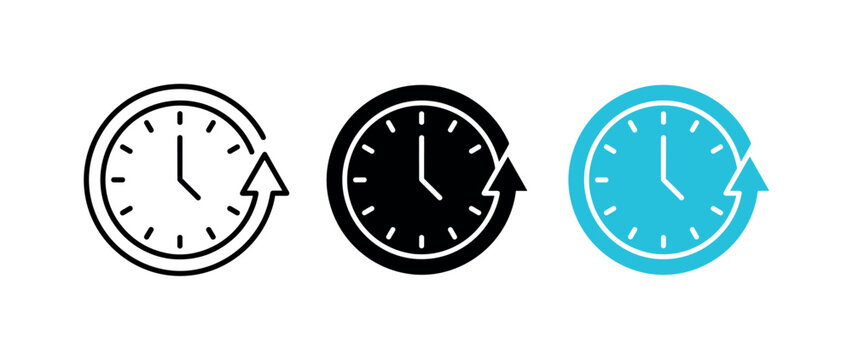 Time reflection metaphor expressed as a circular clock face combined with a subtle arrow loop as one unified symbol, same