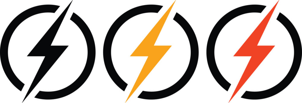 Lightning bolt vector icon. flash lightning bolt icon. lightning bolt icon set for energy and technology branding