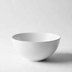 A minimalist, empty ceramic bowl rests isolated on a pristine white surface, highlighting purity and design aesthetics, aesthetic, monochrome, healthy