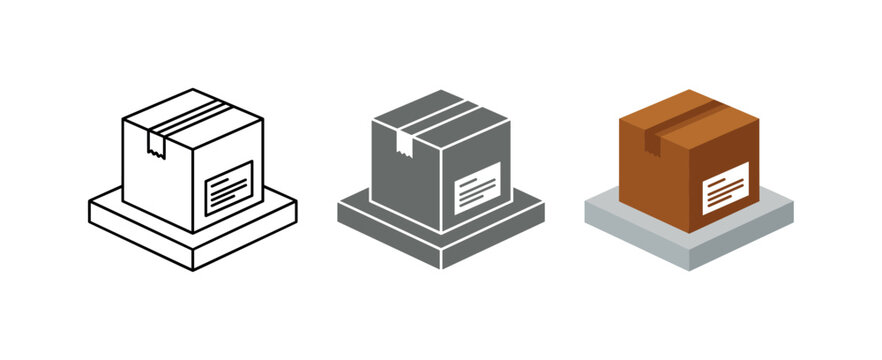 Successful drop-off outcome represented by a doorstep package with closed flaps and address label shape, identical geometry shown